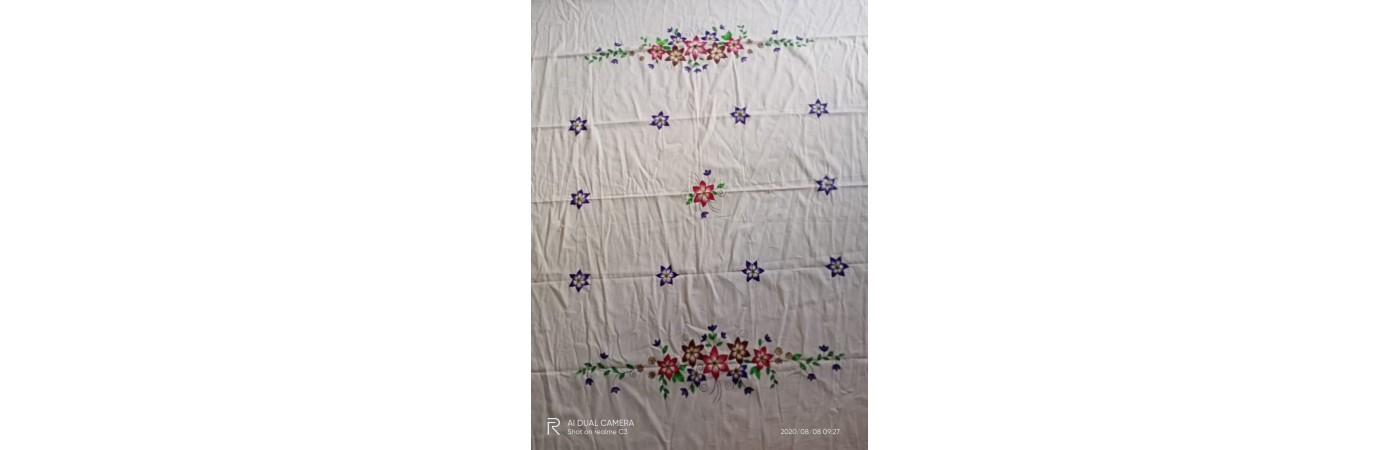 Handpainted  cotton Single bed sheet Floral Print - Design 2